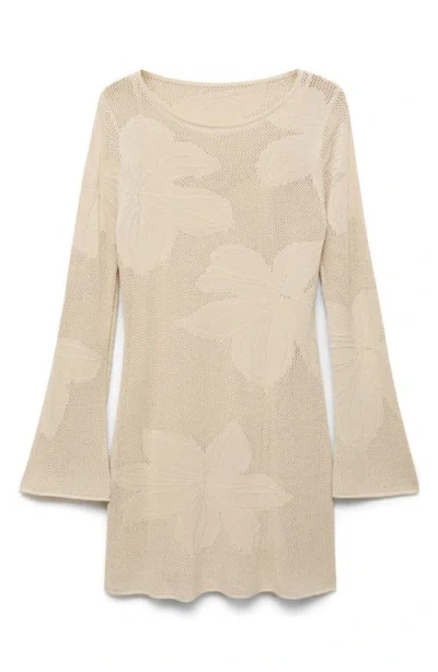 Mango Floral Crochet Dress Beige In Neutral