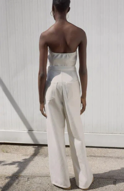 Mango Sleeveless Tie Waist Jumpsuit In White
