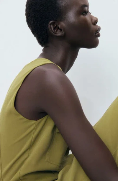 Mango Sleeveless Button Up Jumpsuit In Green