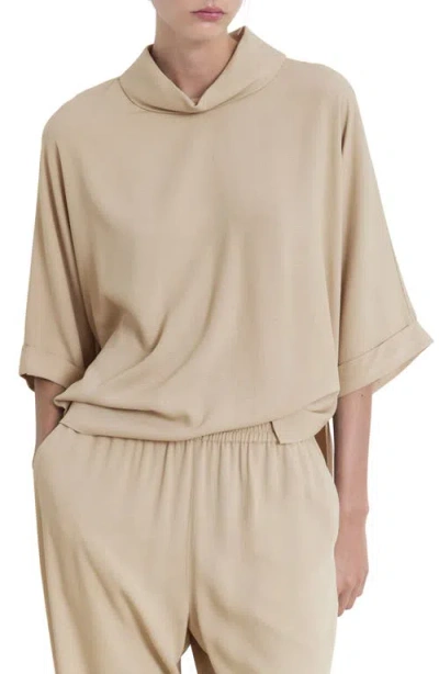 Mango Oversized Flowing Blouse Beige In Neutral