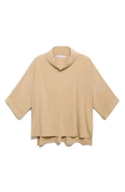 Mango Oversized Flowing Blouse Beige In Neutral