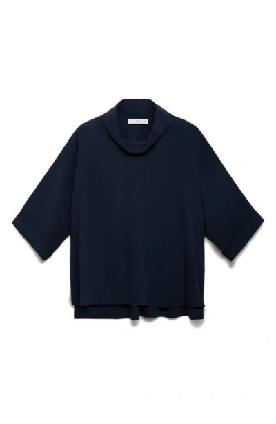 Mango Oversized Flowing Blouse Navy In Blue