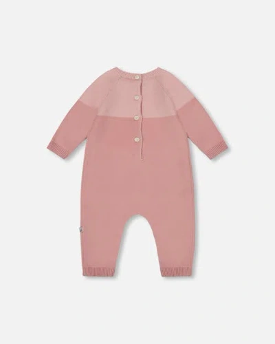 Deux Par Deux Knitted Bi-color Cat Romper In Multi