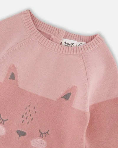 Deux Par Deux Knitted Bi-color Cat Romper In Multi