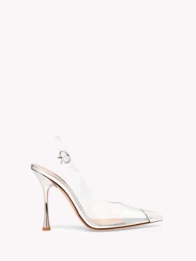 Gianvito Rossi Plexi Metal Cap-toe Slingback Pumps In Neutral