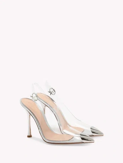 Gianvito Rossi Plexi Metal Cap-toe Slingback Pumps In Neutral