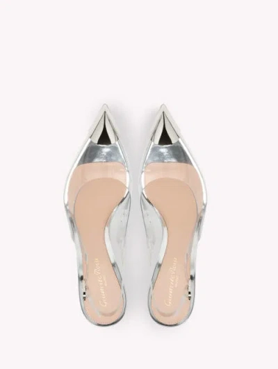 Gianvito Rossi Plexi Metal Cap-toe Slingback Pumps In Neutral