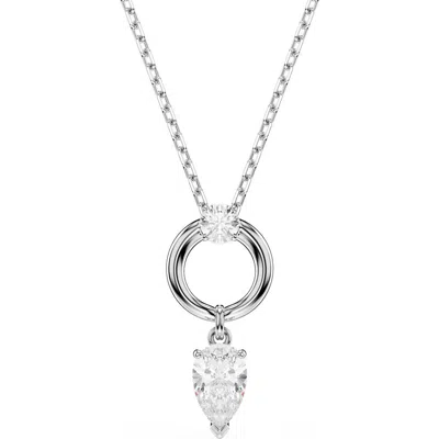 Swarovski Mesmera Rhodium Plated Pendant Necklace In Metallic