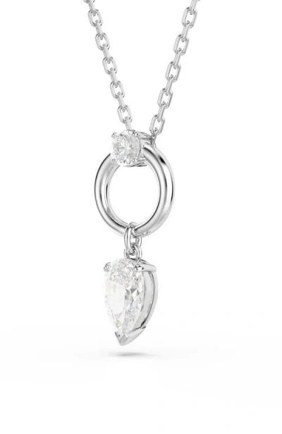 Swarovski Mesmera Rhodium Plated Pendant Necklace In Metallic