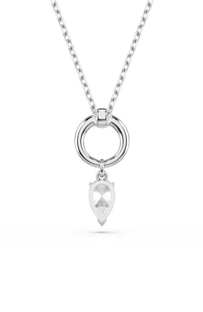 Swarovski Mesmera Rhodium Plated Pendant Necklace In Metallic