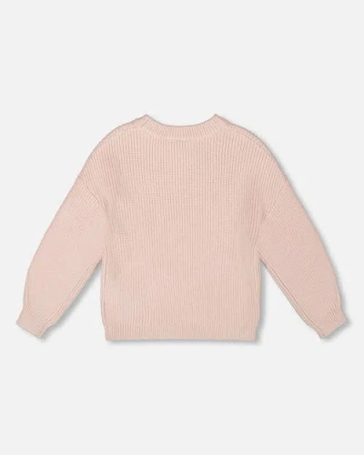 Deux Par Deux Knit Sweater With Sequin Heart In Pink