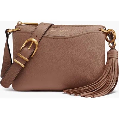 Donna Karan Glenwood Leather Shoulder With Tassel Detail In Brown
