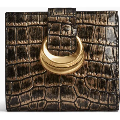 Donna Karan Women's Valley Stream Metallic Croco Small Wallet In Brown