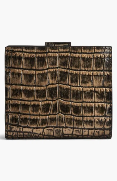 Donna Karan Women's Valley Stream Metallic Croco Small Wallet In Brown