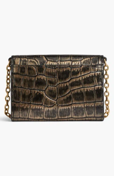 Donna Karan New York Malverne Metallic Croco Wallet On String In Brown