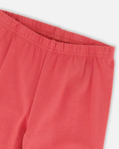 Deux Par Deux Organic Cotton Leggings With Apples In Red