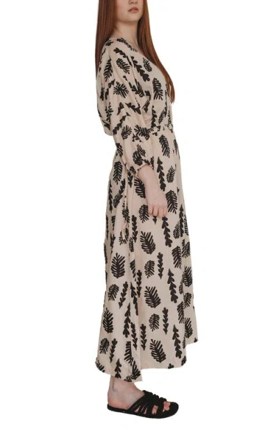 Turtledove London Organic Cotton Kaya Seaweed Print Maxi Dress In White