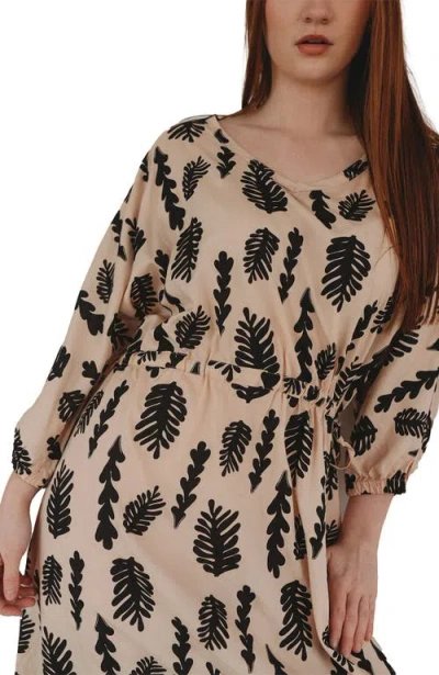 Turtledove London Organic Cotton Kaya Seaweed Print Maxi Dress In White