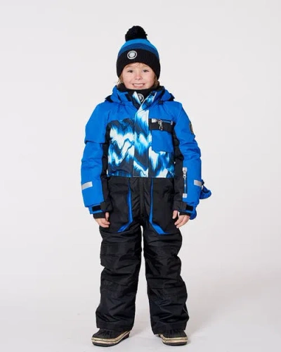 Deux Par Deux One-piece Play Snowsuit Colorblocking In Blue
