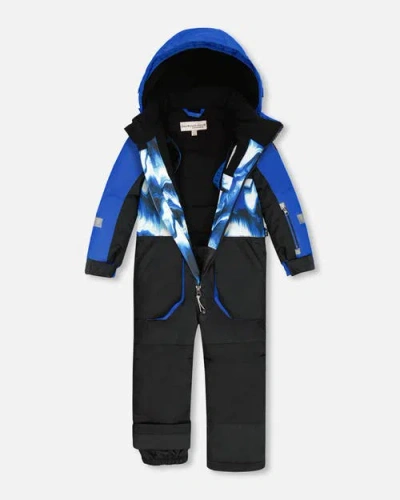 Deux Par Deux One-piece Play Snowsuit Colorblocking In Blue