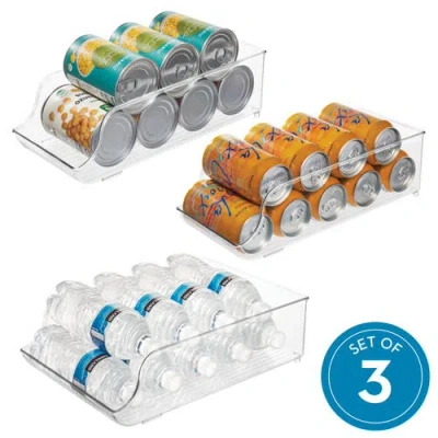 Idesign Set Of 3 Water Bottle Organizer And Soda Can Dispenser In Transparent