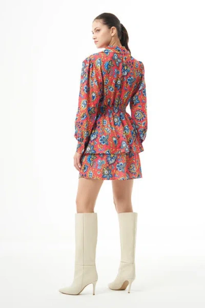 Mizalle Long Sleeve Flowy Mini Dress In Pattern