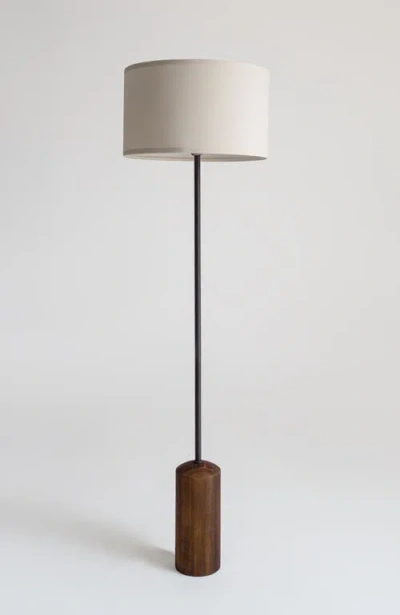 Brightech Oren 60" Modern Led Floor Lamp With Stable Wood Base In Brown