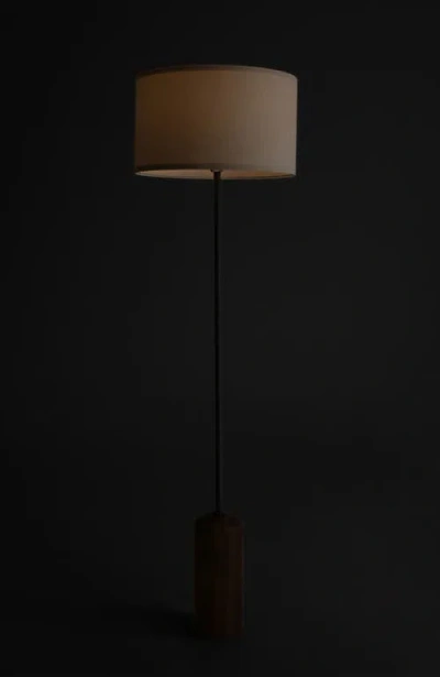 Brightech Oren 60" Modern Led Floor Lamp With Stable Wood Base In Brown