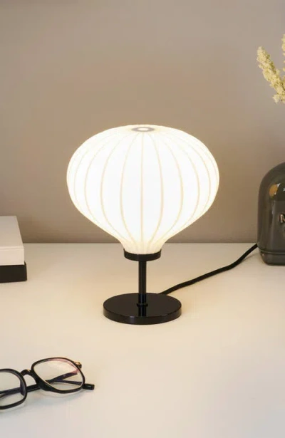 Brightech Nimbus 9" Led Table Lamp With Black Finish And White Balloon Dome Shade, Bulb Included In White
