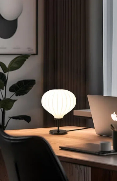 Brightech Nimbus 9" Led Table Lamp With Black Finish And White Balloon Dome Shade, Bulb Included In White