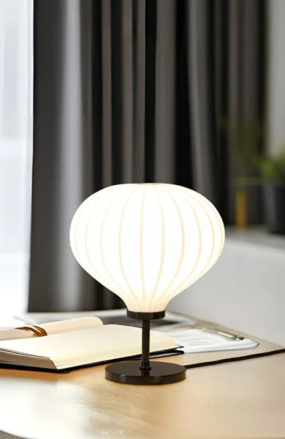 Brightech Nimbus 9" Led Table Lamp With Black Finish And White Balloon Dome Shade, Bulb Included In White