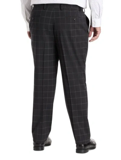 Tallia Big & Tall Windowpane Suit Pants In Black