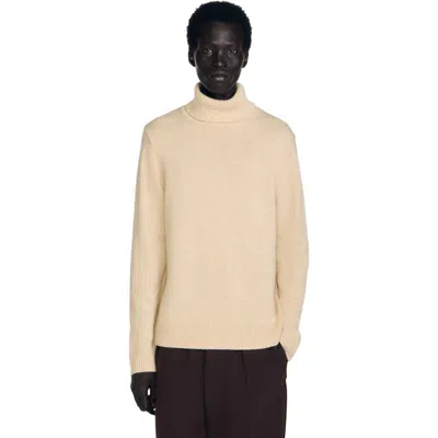 Sandro Wool And Cashmere Turtleneck Sweater In Neutral