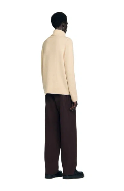 Sandro Wool And Cashmere Turtleneck Sweater In Neutral
