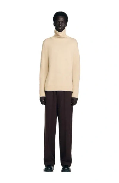 Sandro Wool And Cashmere Turtleneck Sweater In Neutral