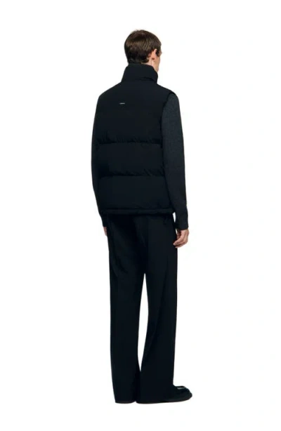 Sandro Mens Black Sleeveless Round-collar Stretch-woven Technical Puffer Xl