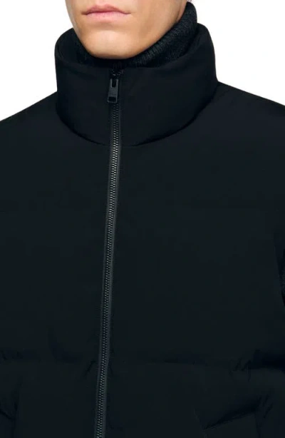 Sandro Mens Black Sleeveless Round-collar Stretch-woven Technical Puffer Xl