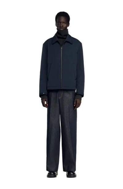 Sandro George Technical Quilted Jacket In Blue