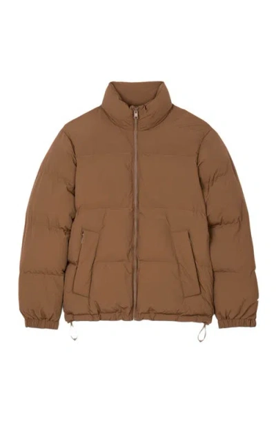 Sandro Hooded Puffer With High Collar In Brown