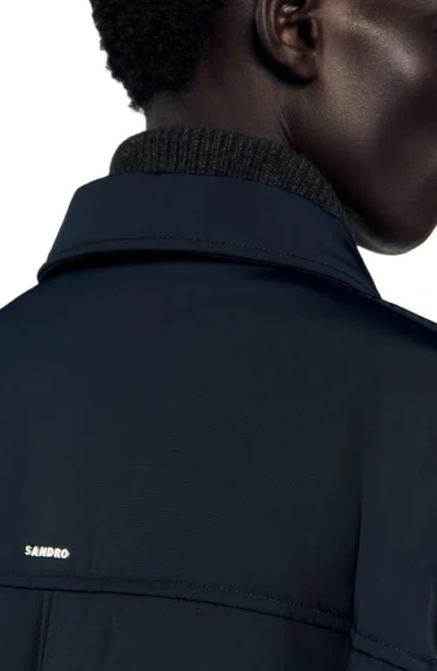 Sandro George Technical Quilted Jacket In Blue