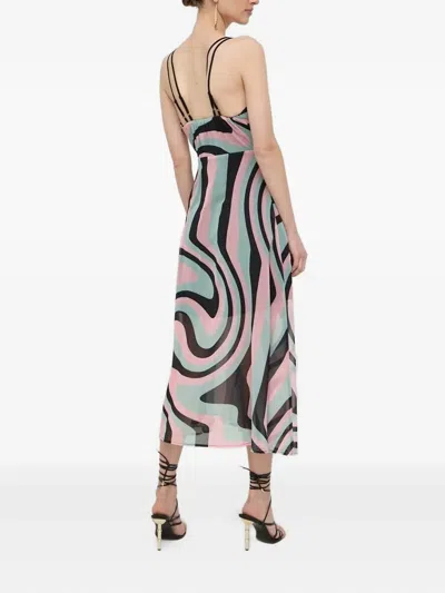 Silvian Heach Geometric-print Midi Dress In Multi