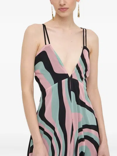 Silvian Heach Geometric-print Midi Dress In Multi