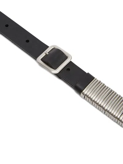 Jil Sander Leather Metal-ring Belt In Black