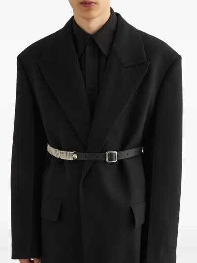 Jil Sander Leather Metal-ring Belt In Black