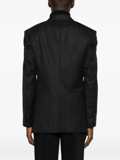 Givenchy Stripe-pattern Double-breasted Blazer In Black