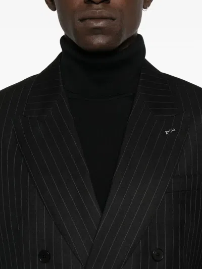 Givenchy Stripe-pattern Double-breasted Blazer In Black