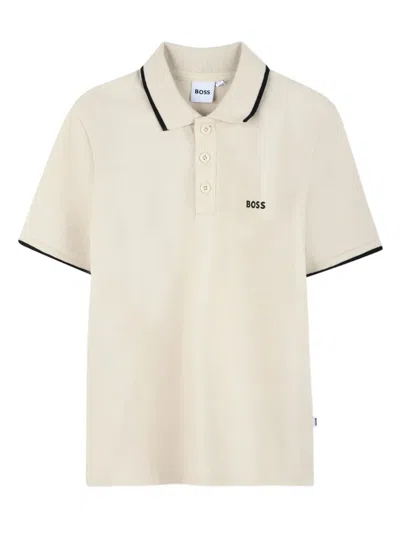 Bosswear Short-sleeve Logo-detail Polo Shirt In Neutral