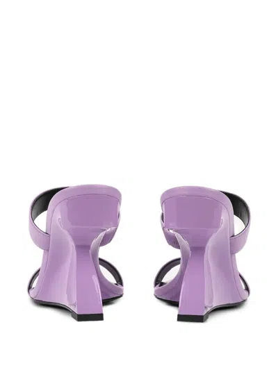 Karl Lagerfeld 90mm Waverly Double-strap Wedge Slides In Purple