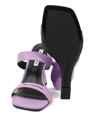 Karl Lagerfeld 90mm Waverly Double-strap Wedge Slides In Purple