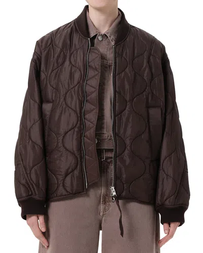 Agolde Isla Onion Quilted Bomber Jacket In Brown